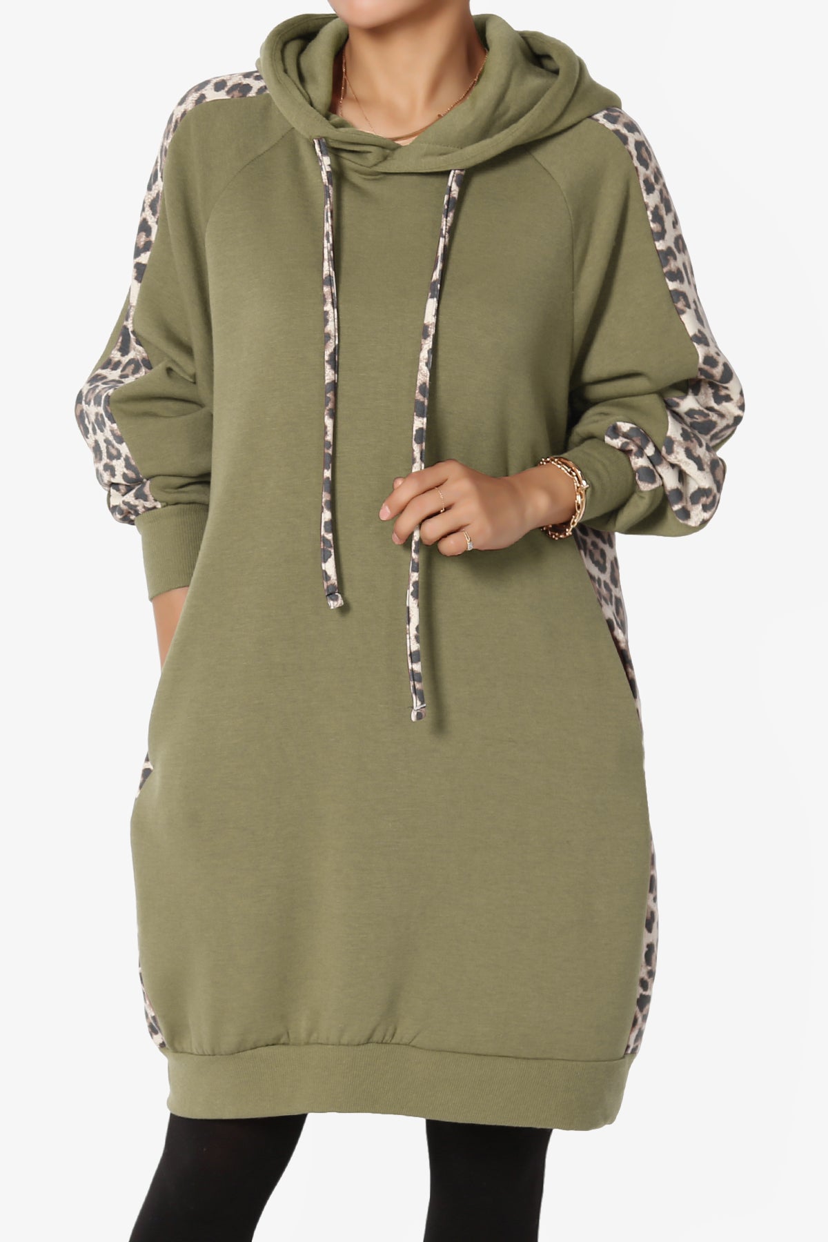 Parigi Leopard Accent Soft Longline Hoodie