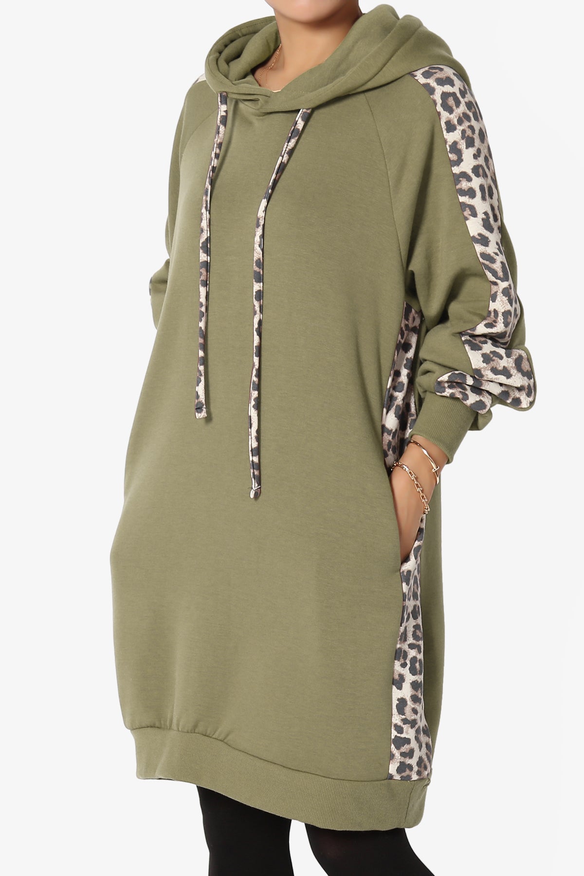 Parigi Leopard Accent Soft Longline Hoodie