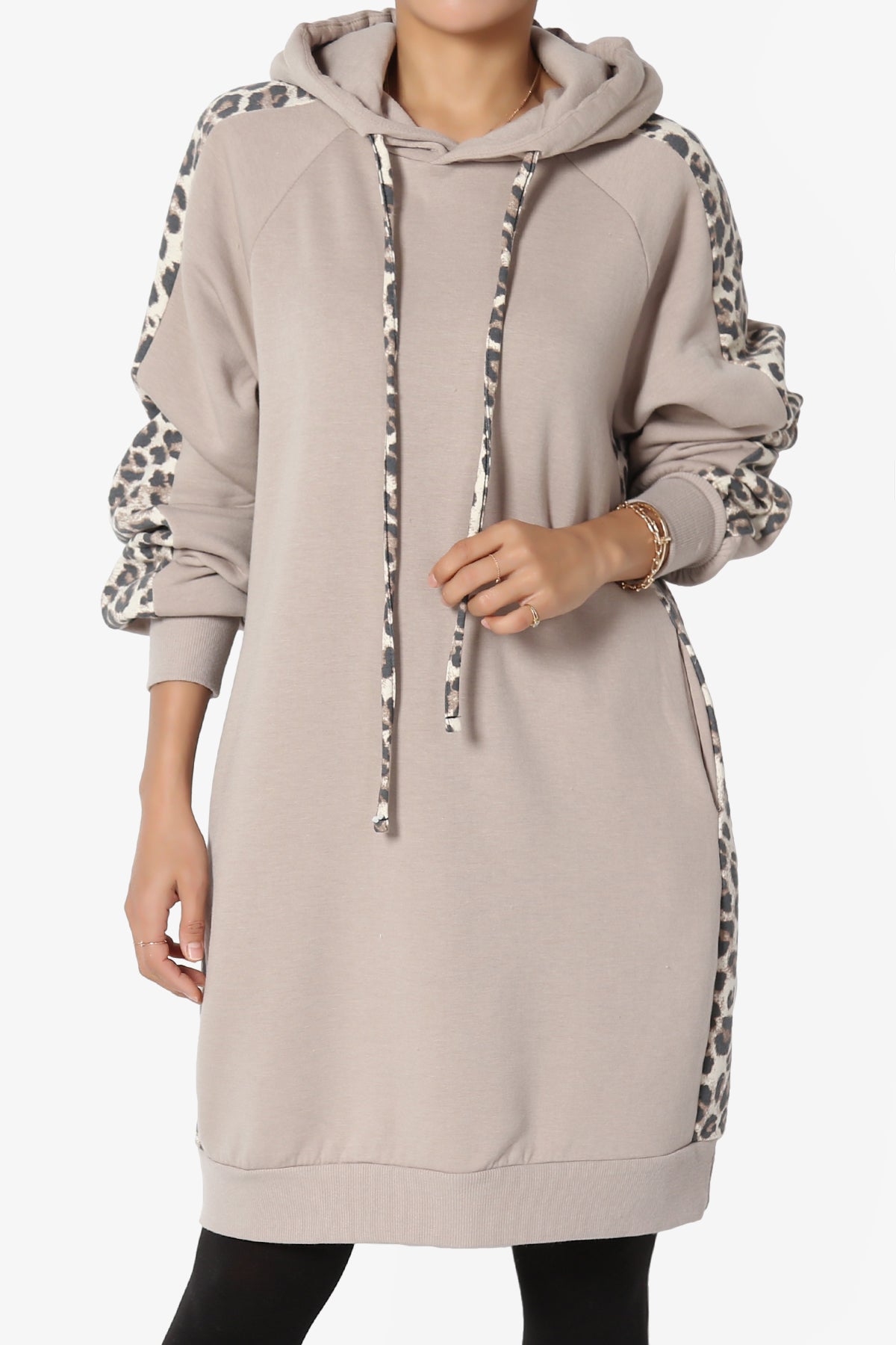 Parigi Leopard Accent Soft Longline Hoodie