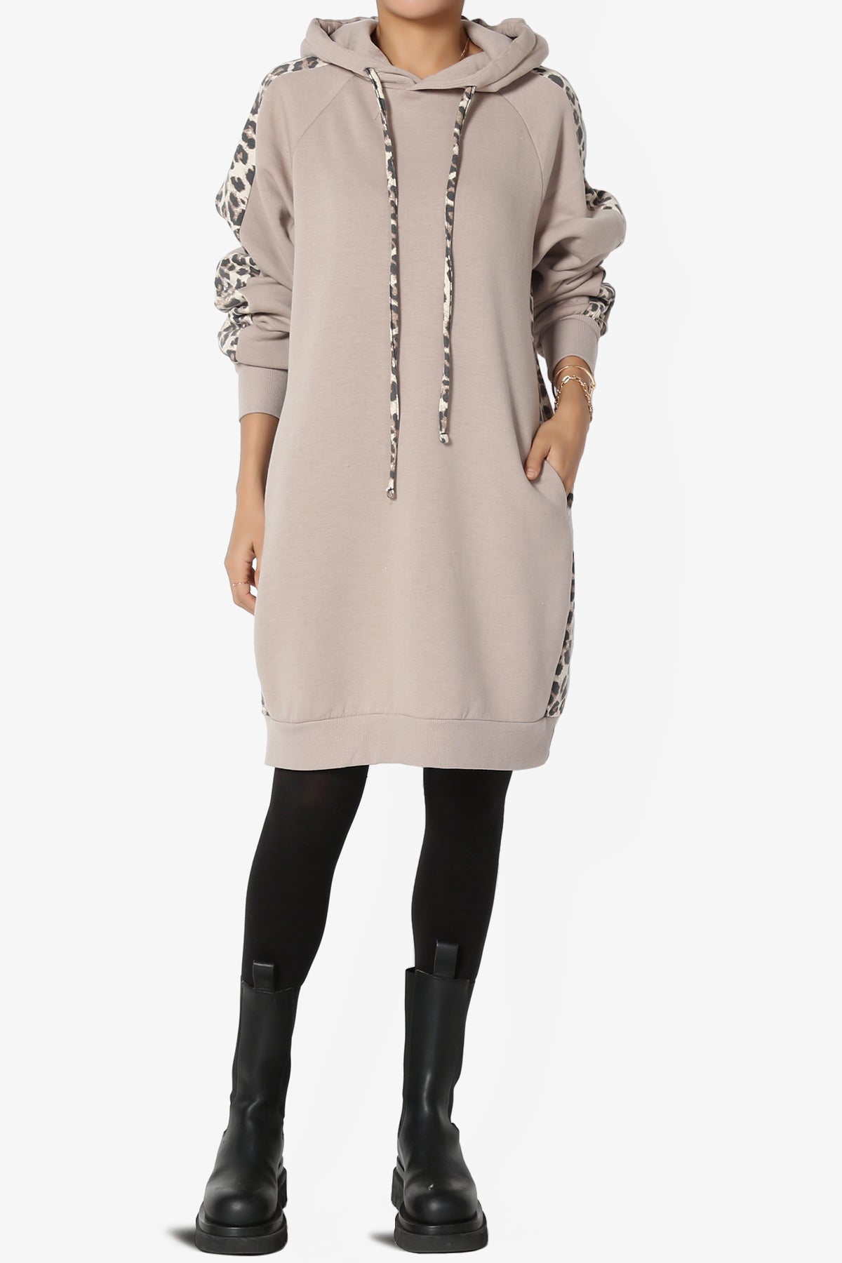 Parigi Leopard Accent Soft Longline Hoodie