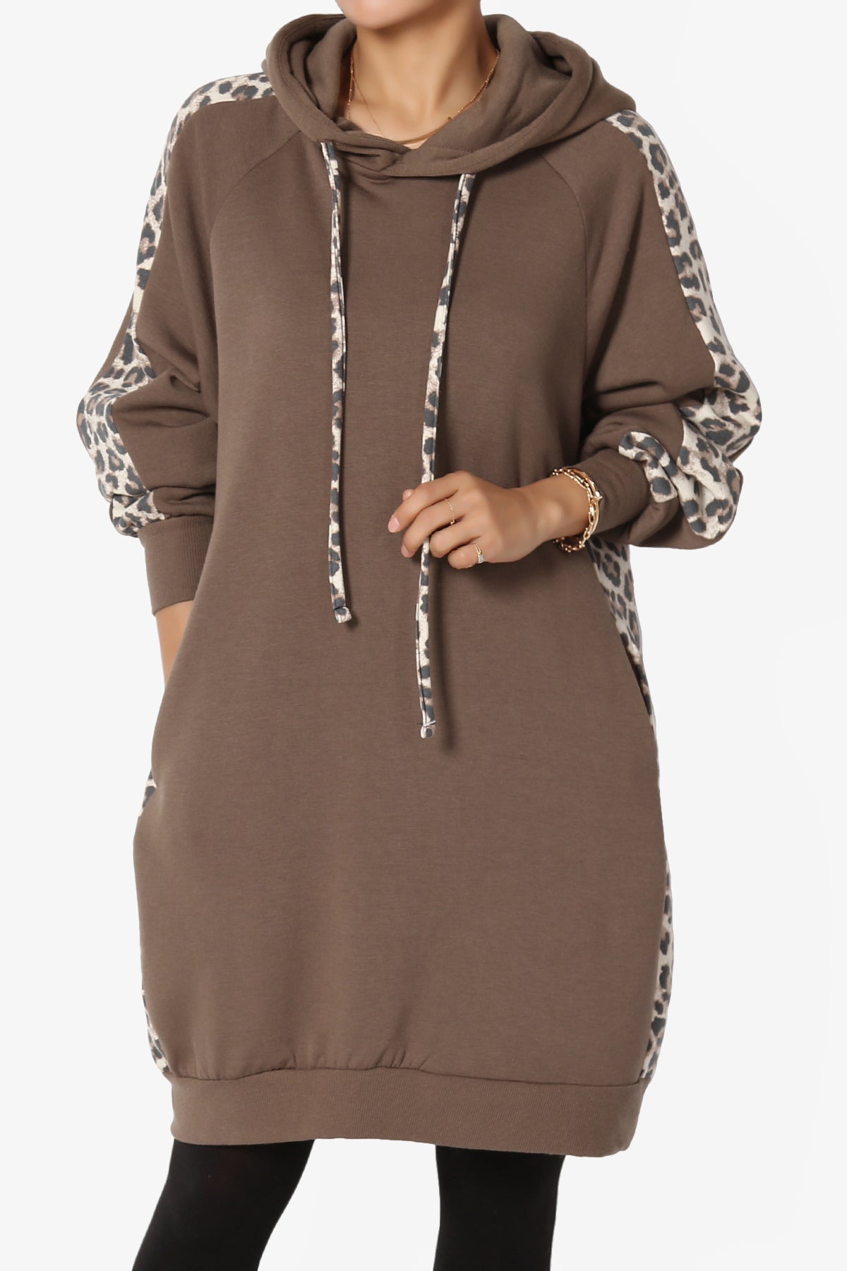 Parigi Leopard Accent Soft Longline Hoodie