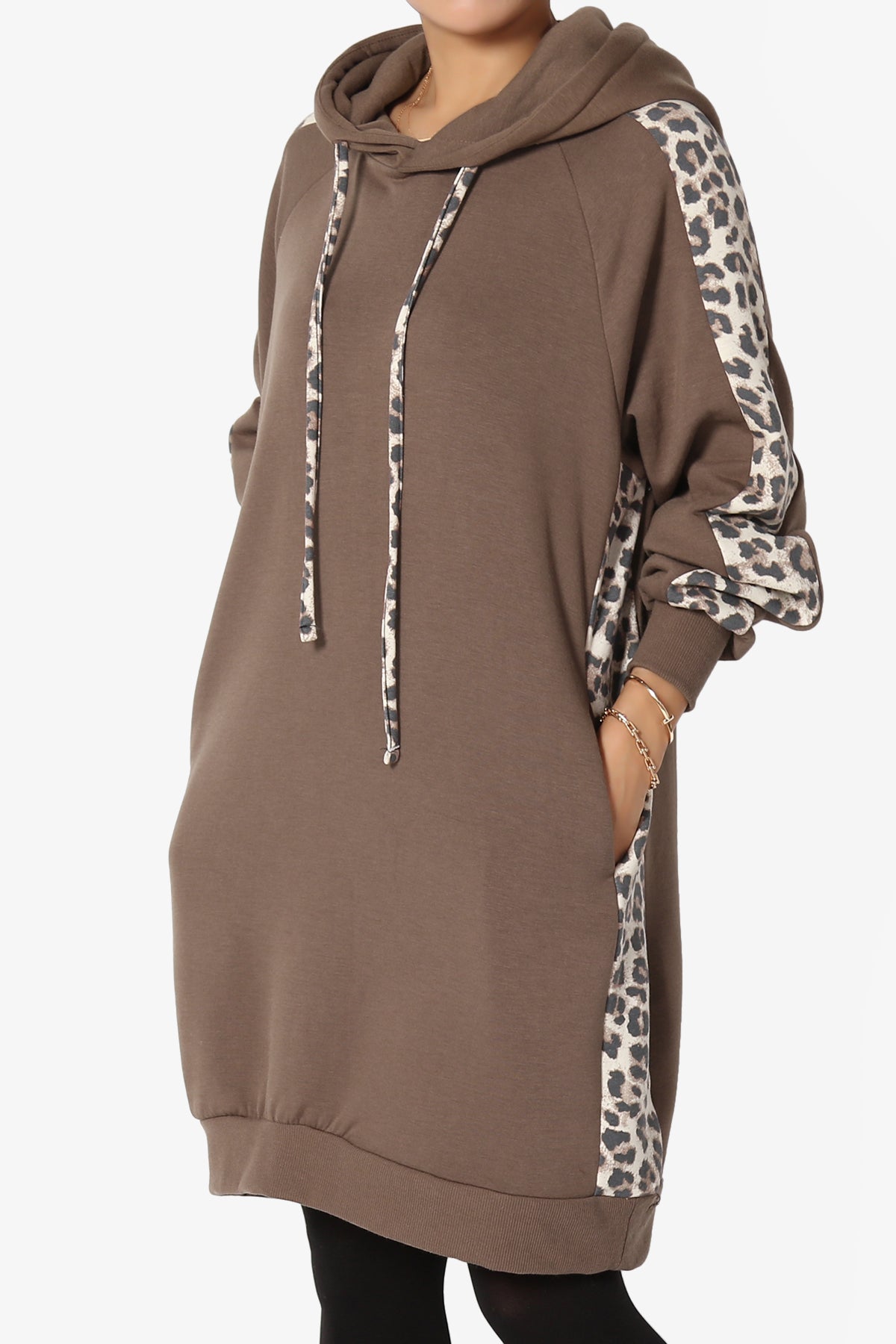 Parigi Leopard Accent Soft Longline Hoodie