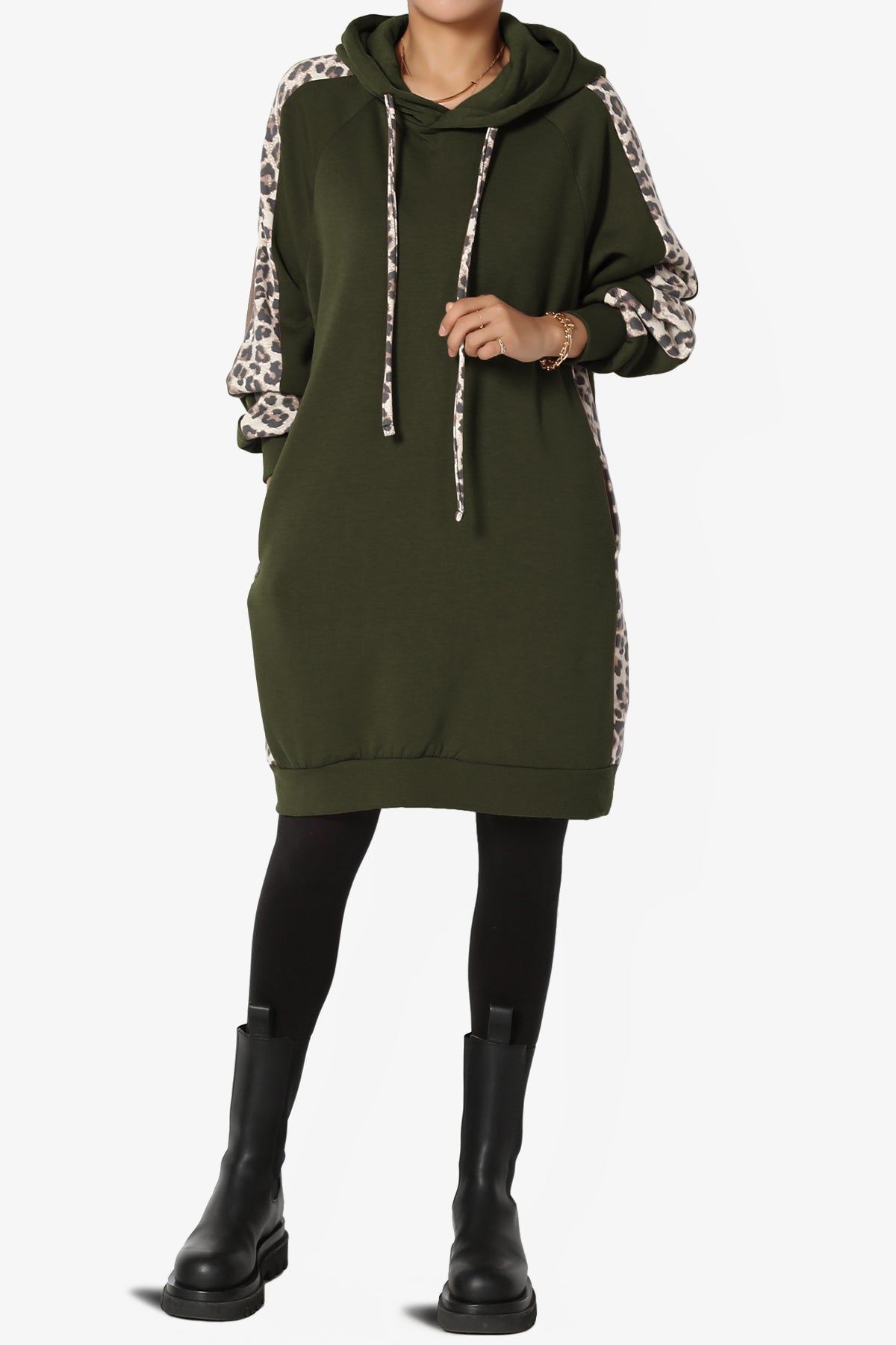 Parigi Leopard Accent Soft Longline Hoodie