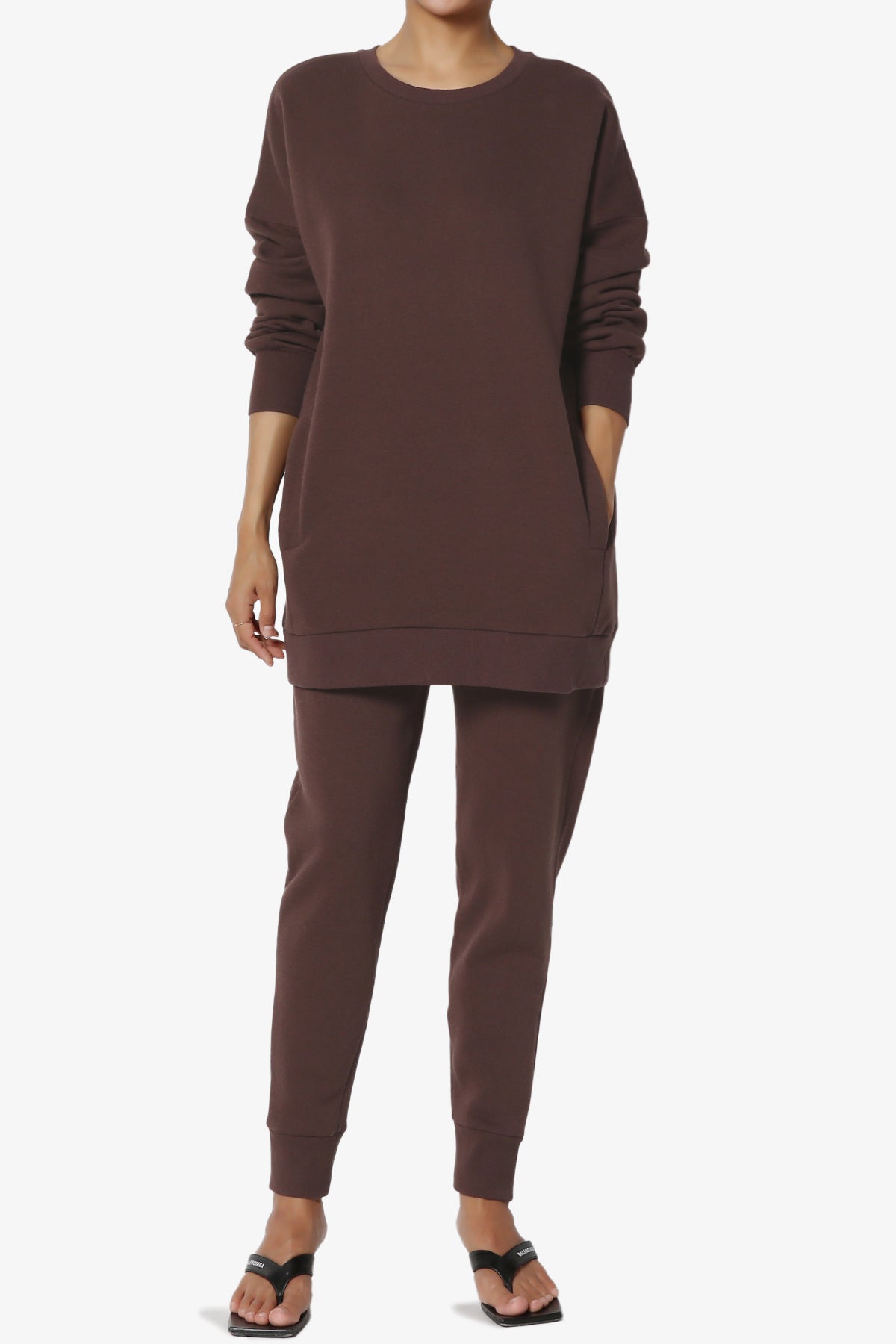 Accie Fleece Pullover & Jogger Set BROWN_1