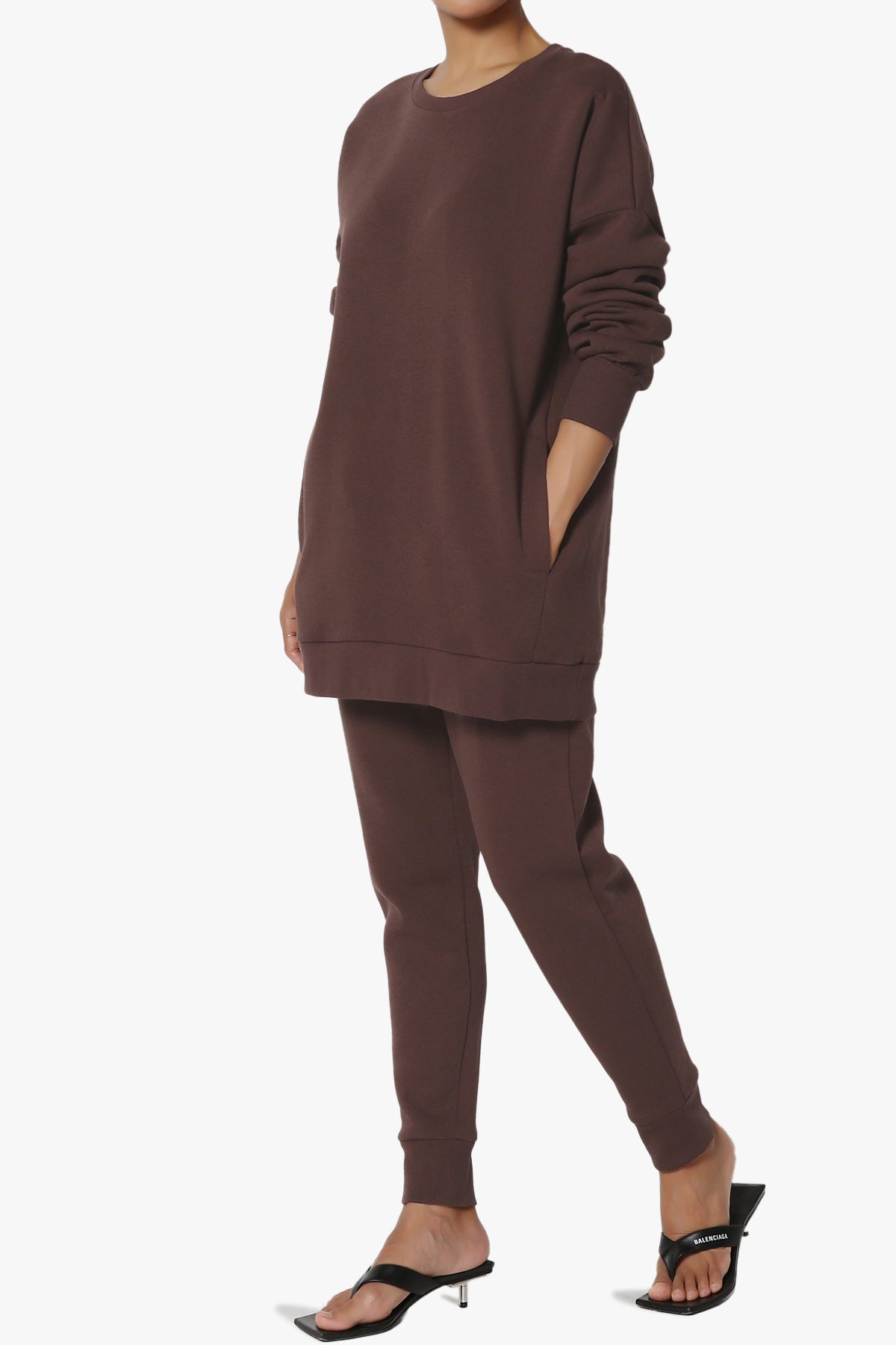 Accie Fleece Pullover & Jogger Set BROWN_3