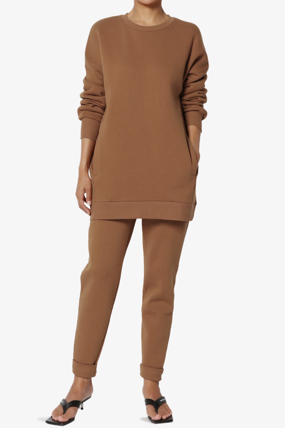Accie Fleece Pullover & Jogger Set DARK CAMEL_1