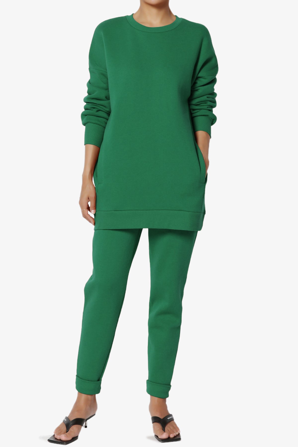 Accie Fleece Pullover & Jogger Set DARK GREEN_1