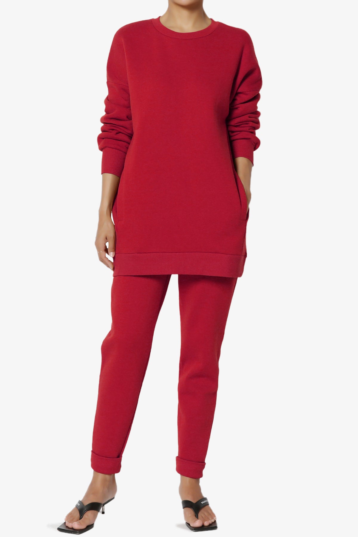 Accie Fleece Pullover & Jogger Set DARK RED_1