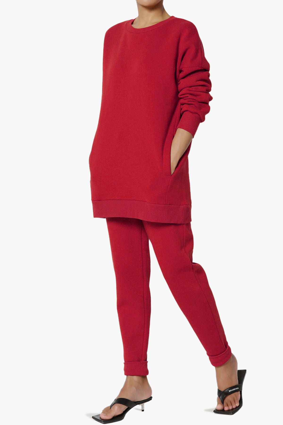 Accie Fleece Pullover & Jogger Set DARK RED_3