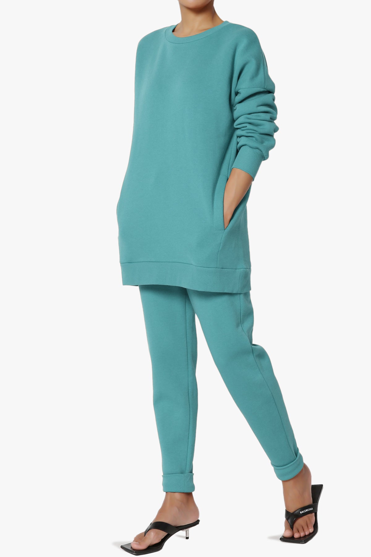 Accie Fleece Pullover & Jogger Set DUSTY TEAL_3