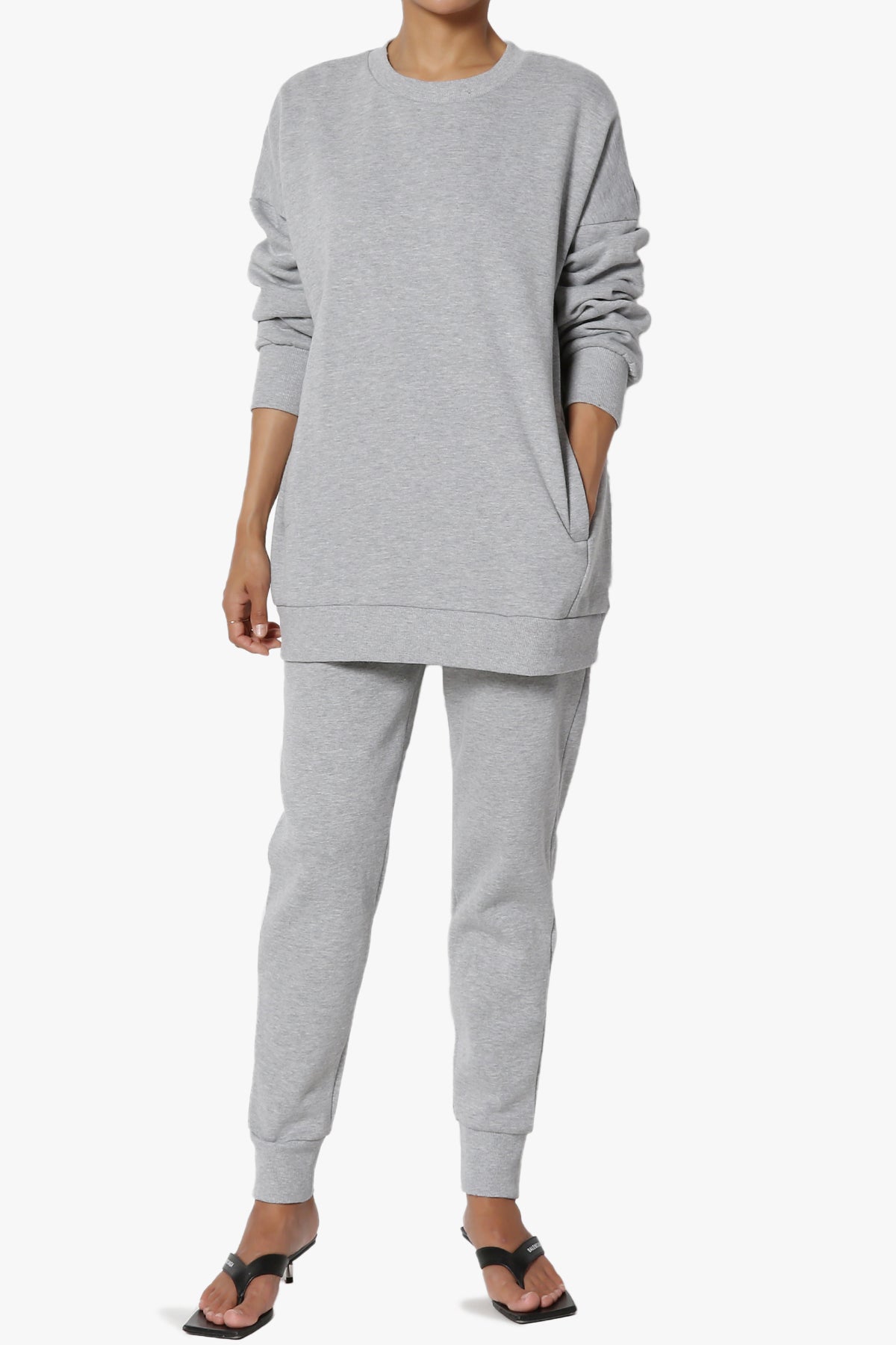 Accie Fleece Pullover & Jogger Set HEATHER GREY_1