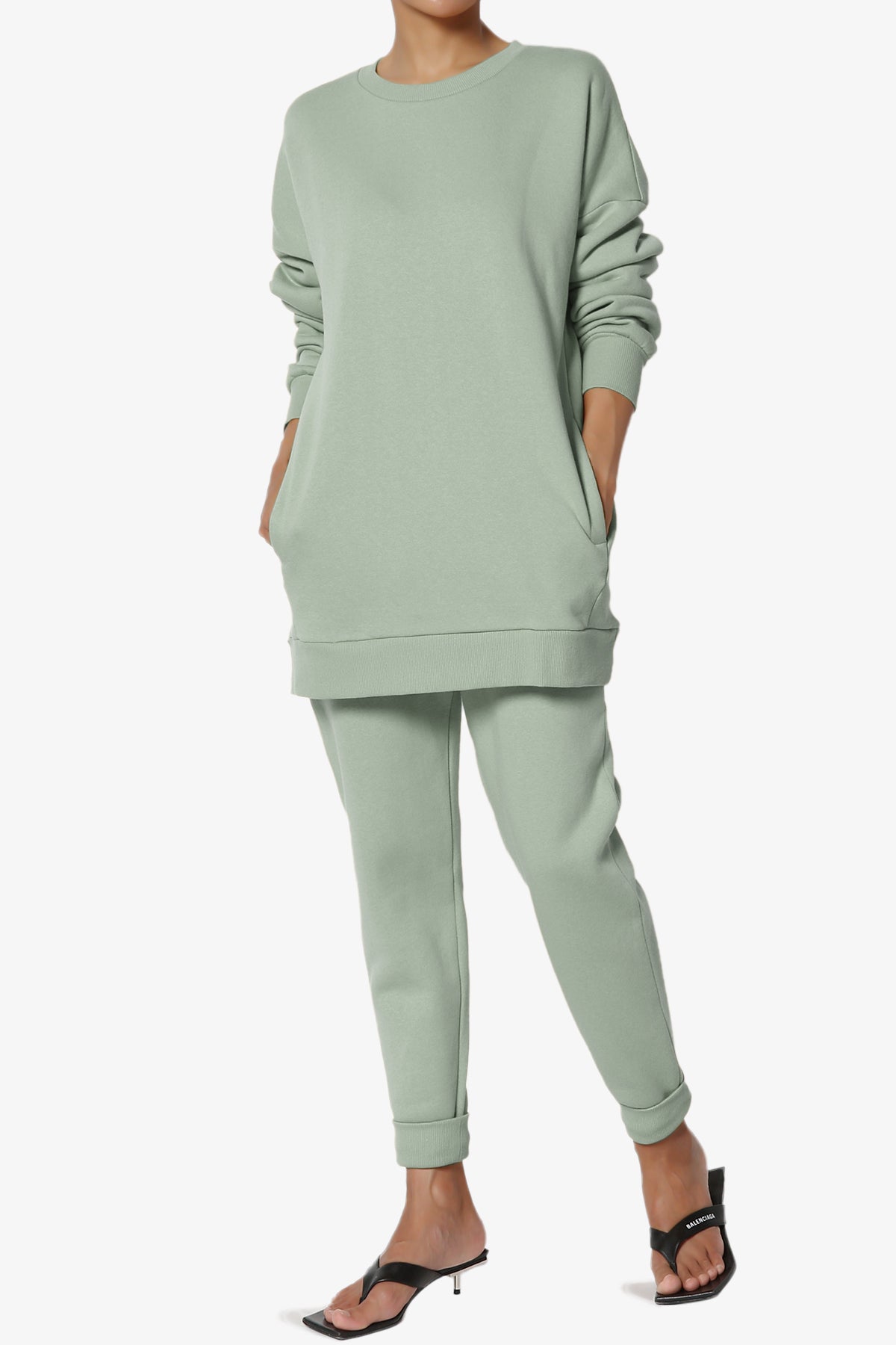 Accie Fleece Pullover & Jogger Set LIGHT GREEN_1