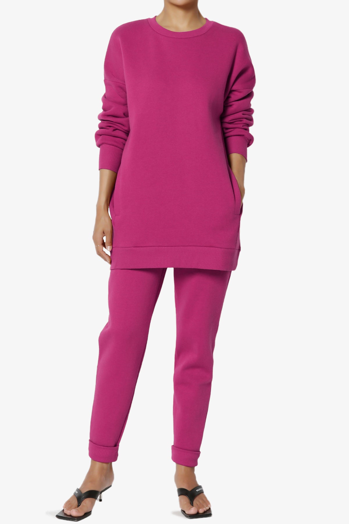 Accie Fleece Pullover & Jogger Set MAGENTA_1