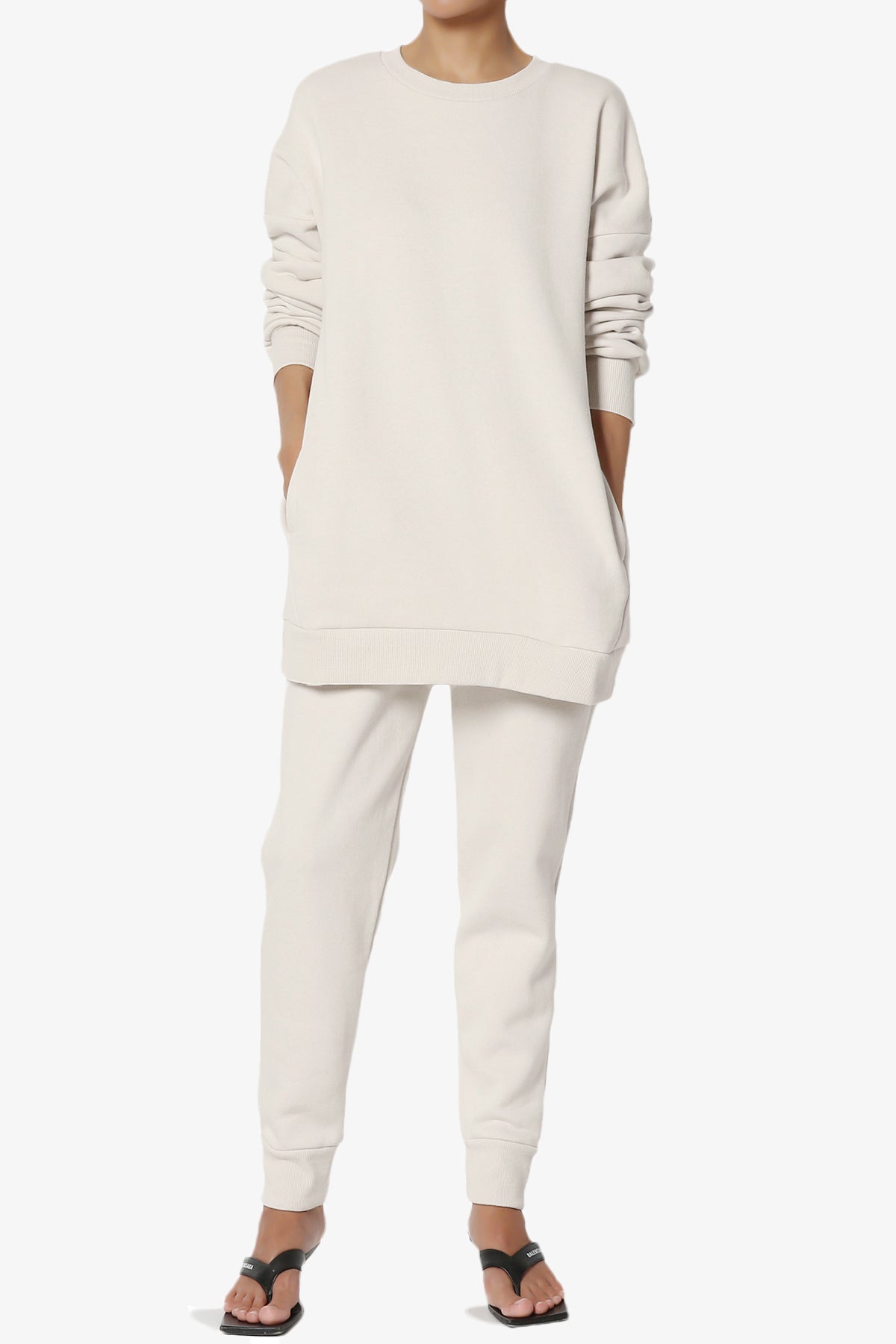 Accie Fleece Pullover & Jogger Set SAND BEIGE_1