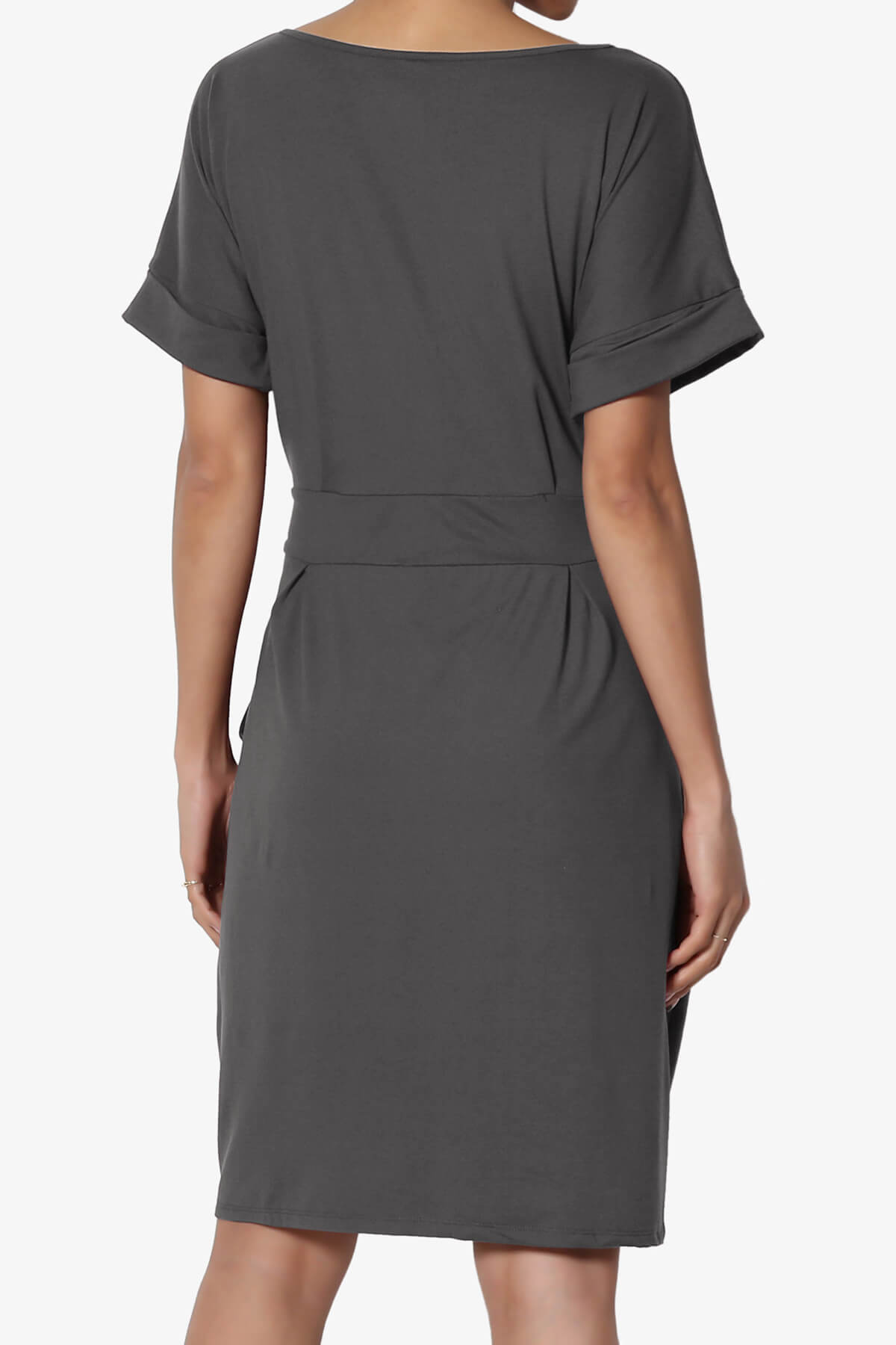 Pennie Tie Waist DTY Jersey Dress ASH GREY_2