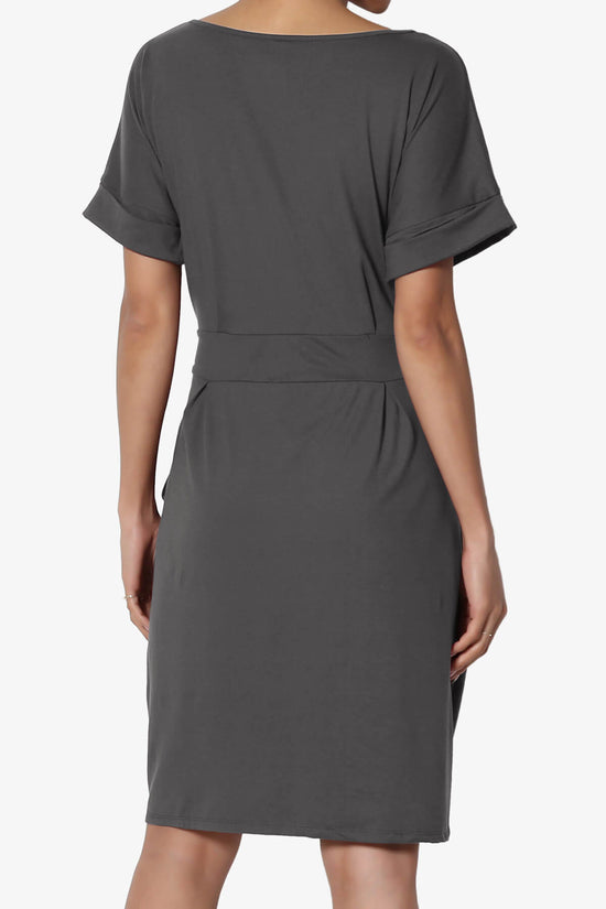 Pennie Tie Waist DTY Jersey Dress ASH GREY_2