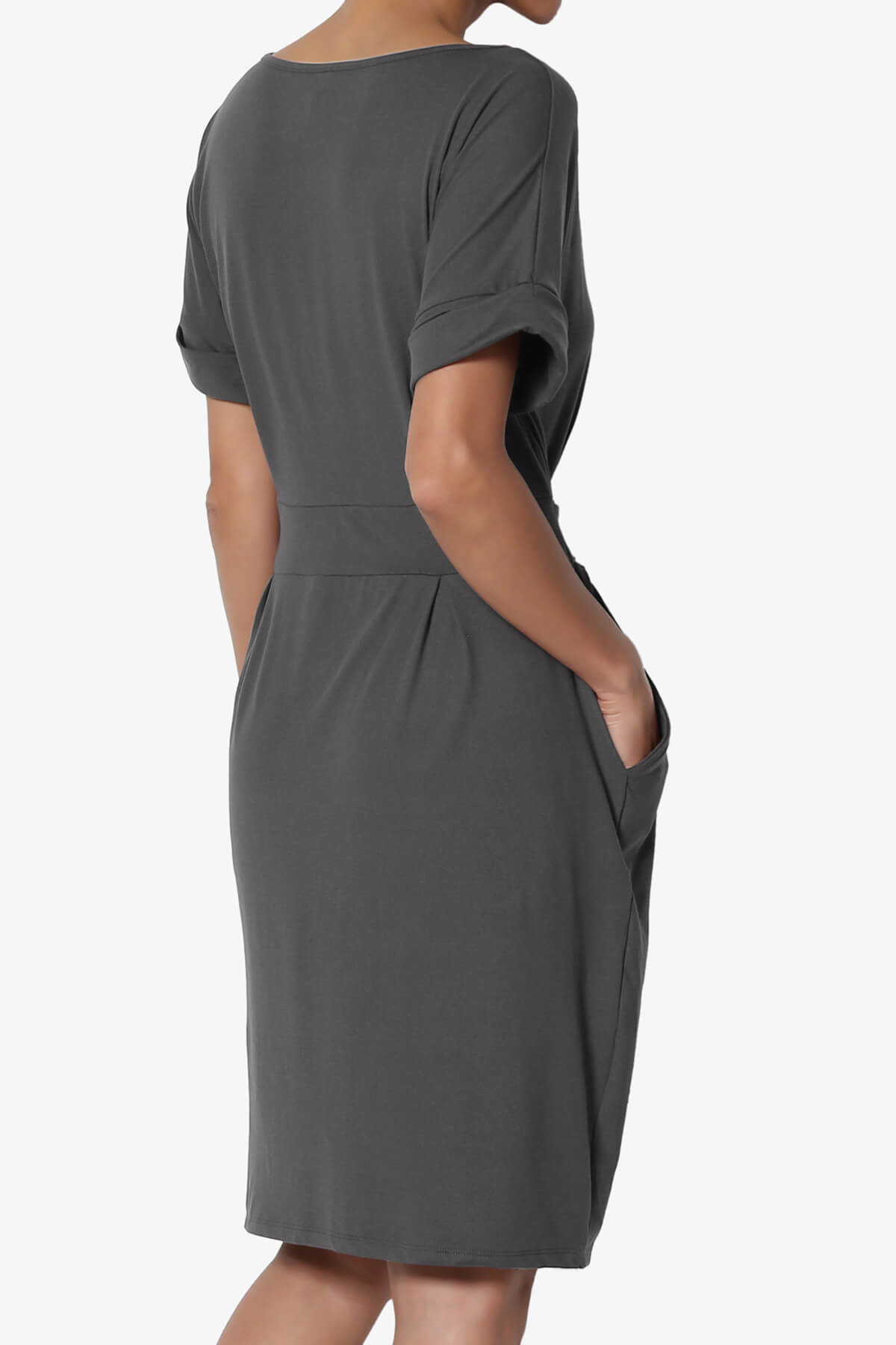 Pennie Tie Waist DTY Jersey Dress ASH GREY_4