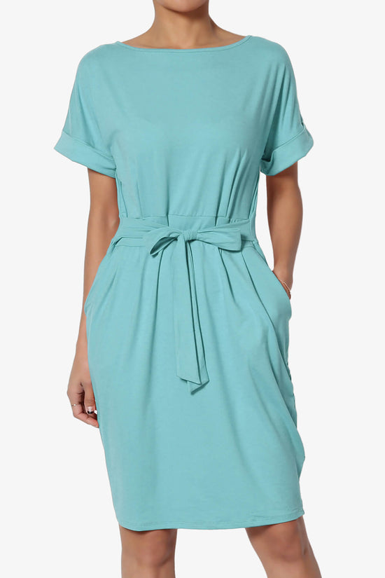 Pennie Tie Waist DTY Jersey Dress ASH MINT_1