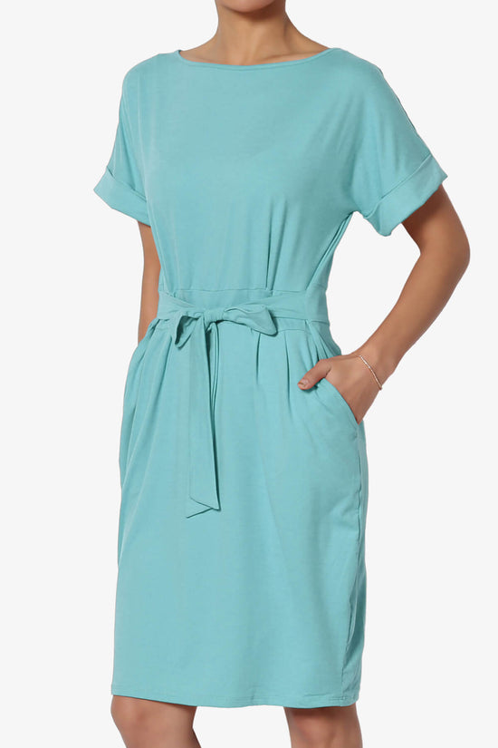 Pennie Tie Waist DTY Jersey Dress ASH MINT_3