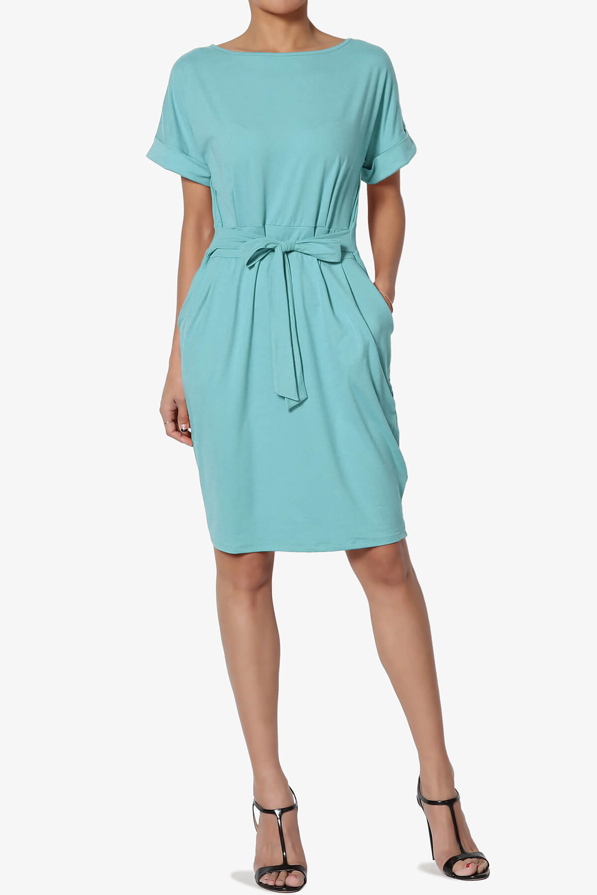 Pennie Tie Waist DTY Jersey Dress ASH MINT_6