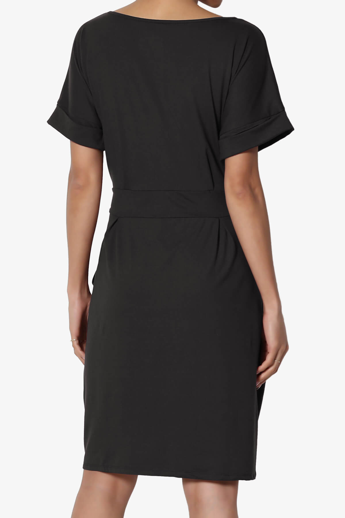 Pennie Tie Waist DTY Jersey Dress BLACK_2