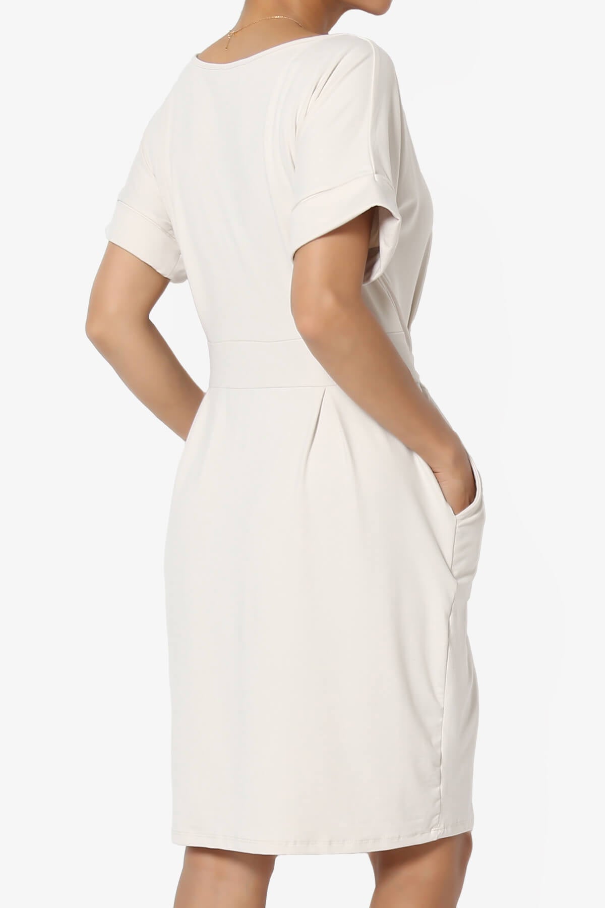 Pennie Tie Waist DTY Jersey Dress BONE_4