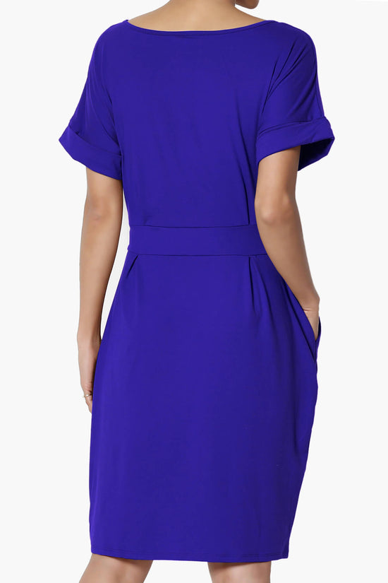 Pennie Tie Waist DTY Jersey Dress BRIGHT BLUE_2