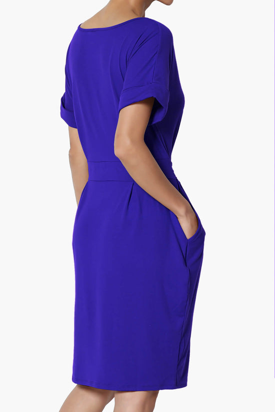 Pennie Tie Waist DTY Jersey Dress BRIGHT BLUE_4