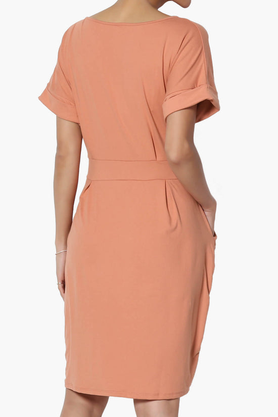 Pennie Tie Waist DTY Jersey Dress BUTTER ORANGE_2