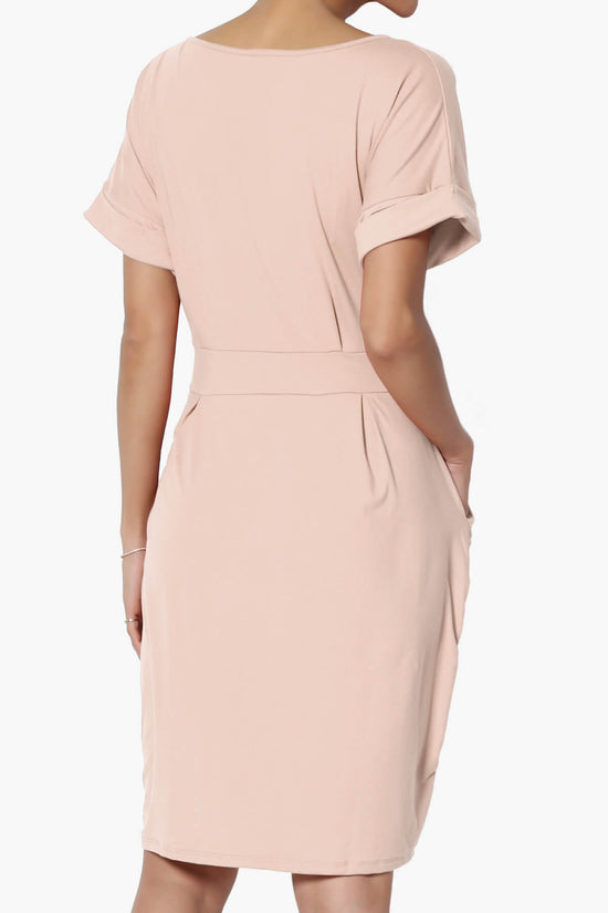 Pennie Tie Waist DTY Jersey Dress DUSTY BLUSH_2