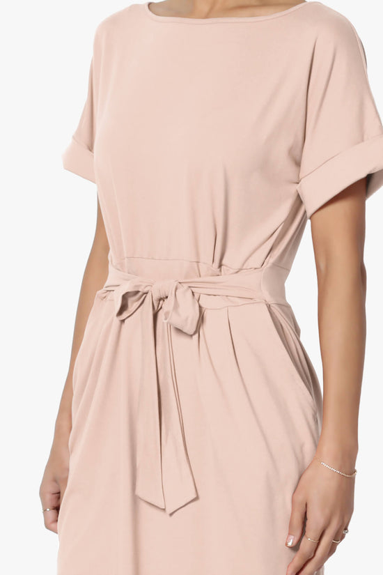 Pennie Tie Waist DTY Jersey Dress DUSTY BLUSH_5