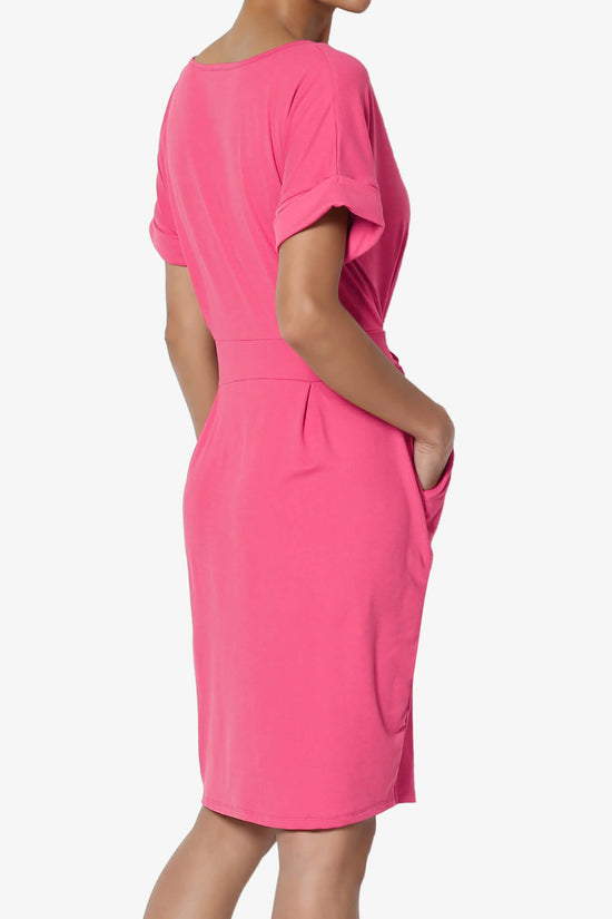 Pennie Tie Waist DTY Jersey Dress HOT PINK_4