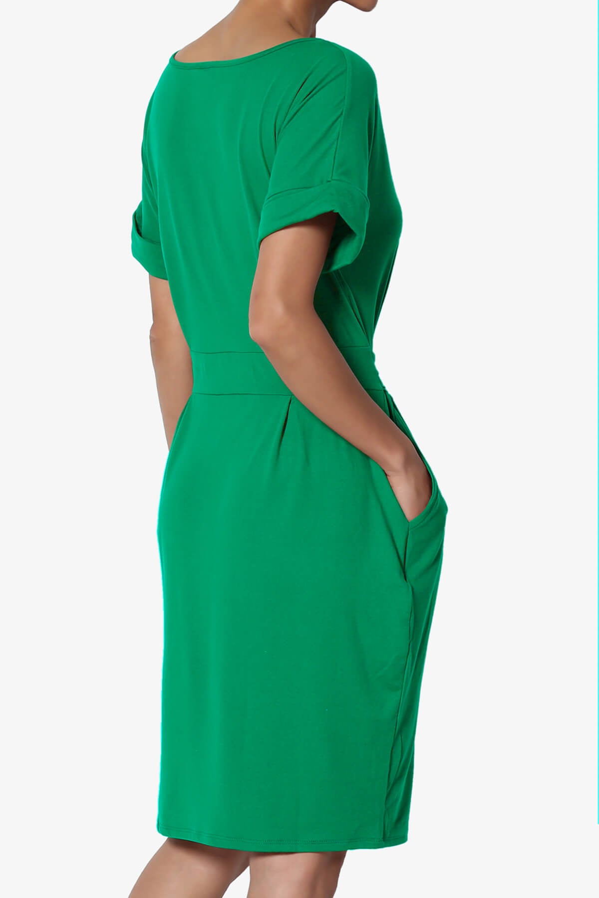 Pennie Tie Waist DTY Jersey Dress KELLY GREEN_4