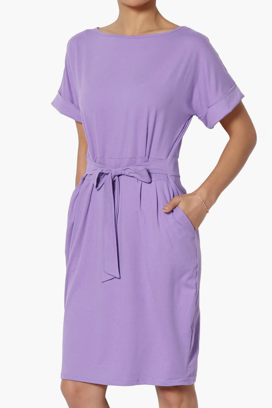 Pennie Tie Waist DTY Jersey Dress LAVENDER_3