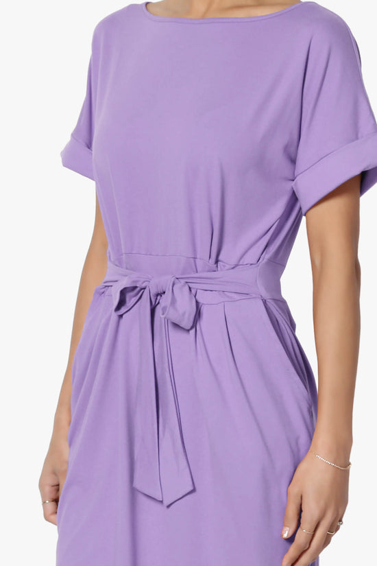 Pennie Tie Waist DTY Jersey Dress LAVENDER_5