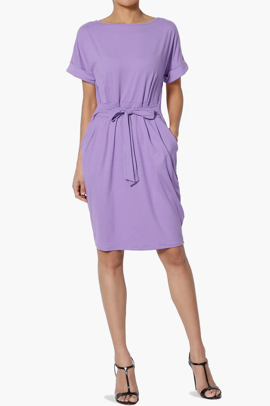 Pennie Tie Waist DTY Jersey Dress LAVENDER_6