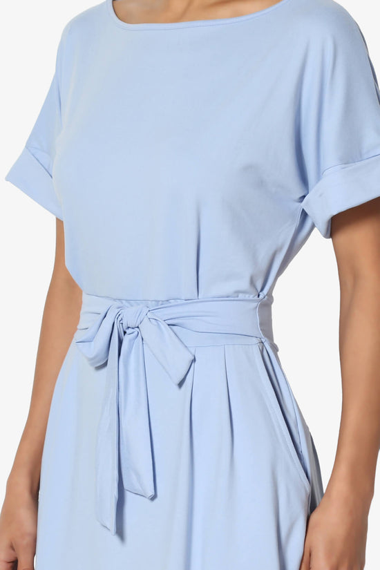 Pennie Tie Waist DTY Jersey Dress LIGHT BLUE_5