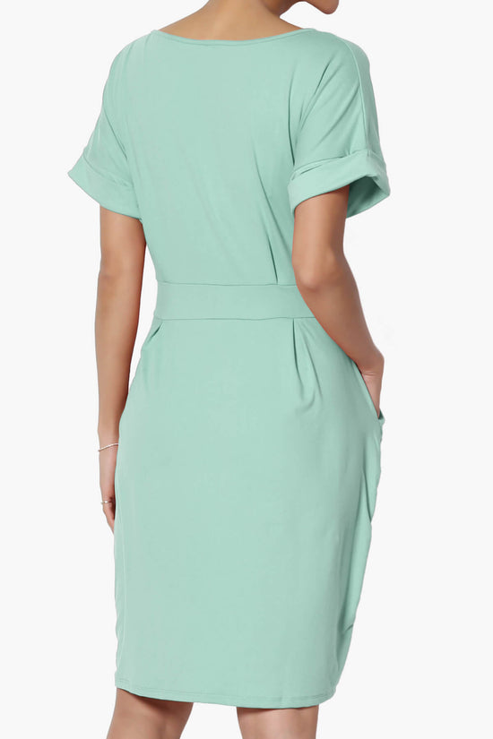 Pennie Tie Waist DTY Jersey Dress LIGHT GREEN_2