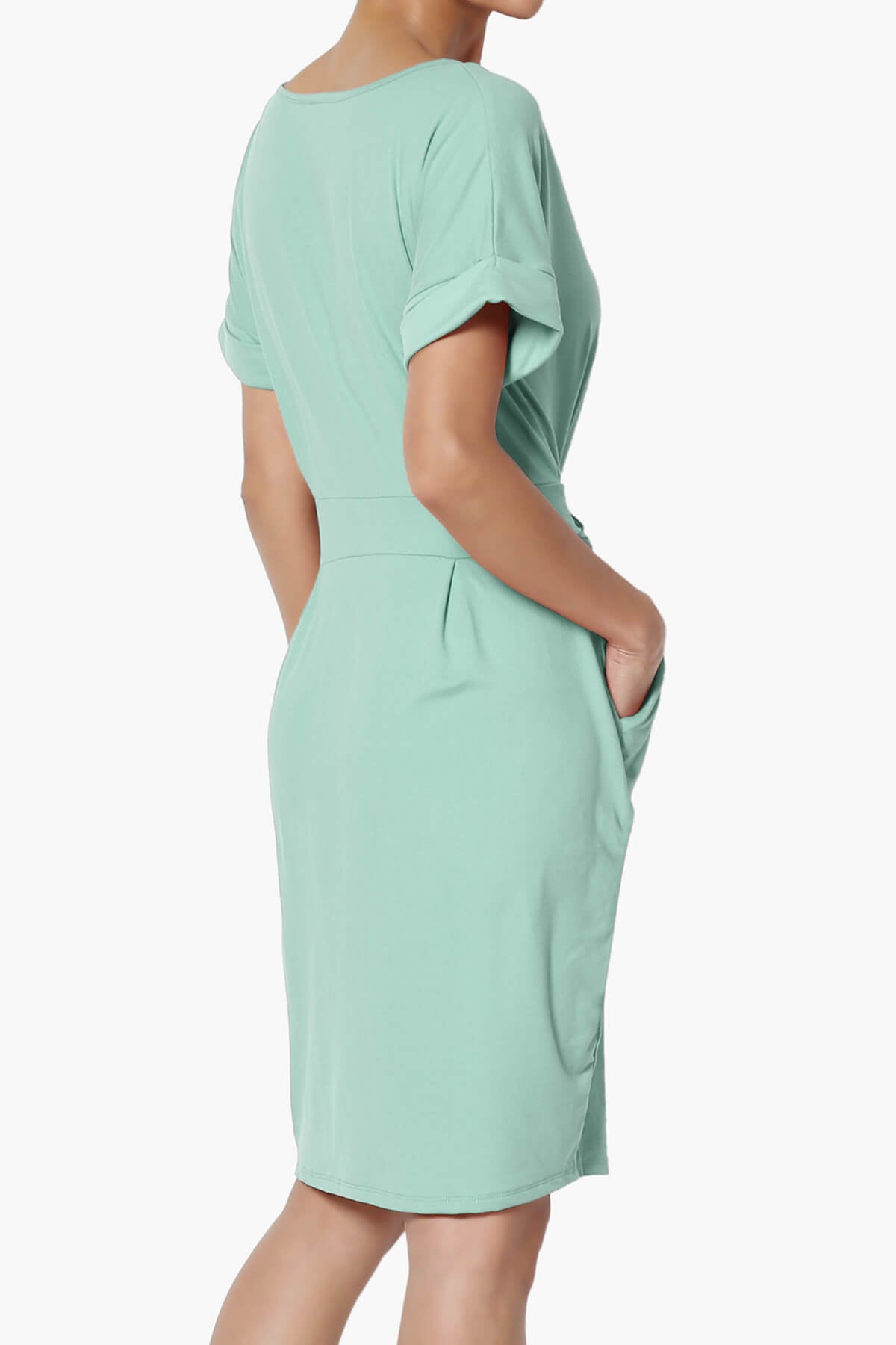 Pennie Tie Waist DTY Jersey Dress LIGHT GREEN_4