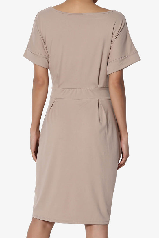 Pennie Tie Waist DTY Jersey Dress LIGHT MOCHA_2