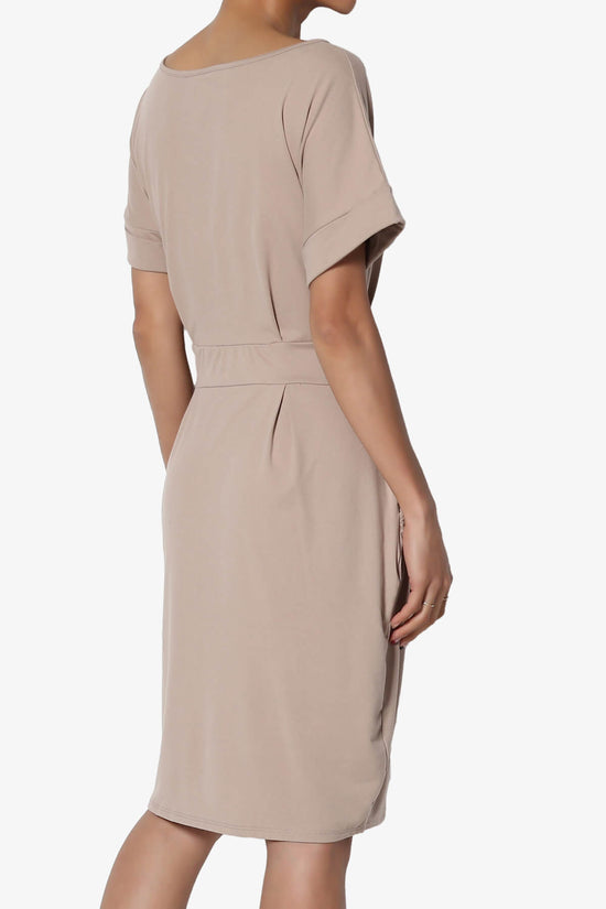 Pennie Tie Waist DTY Jersey Dress LIGHT MOCHA_4