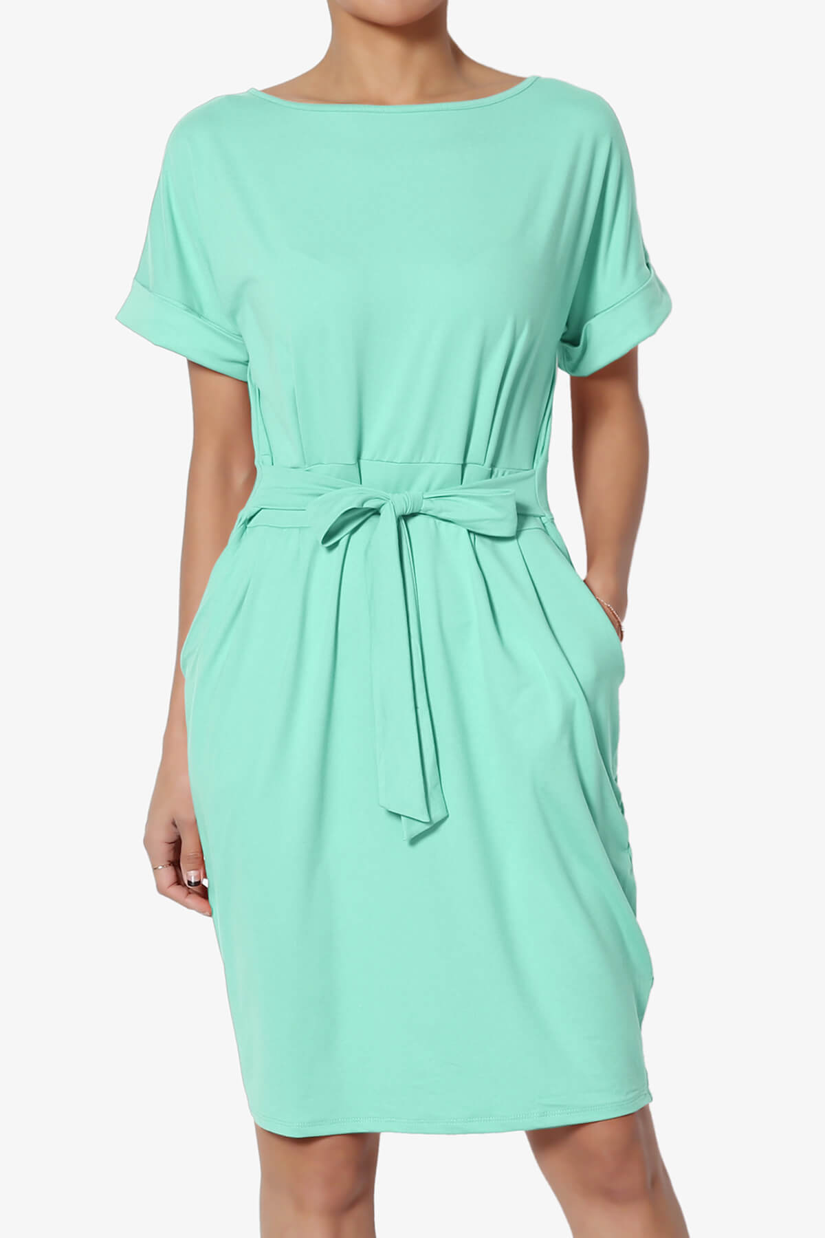 Pennie Tie Waist DTY Jersey Dress MINT_1