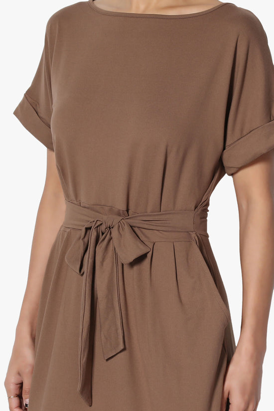 Pennie Tie Waist DTY Jersey Dress MOCHA_5