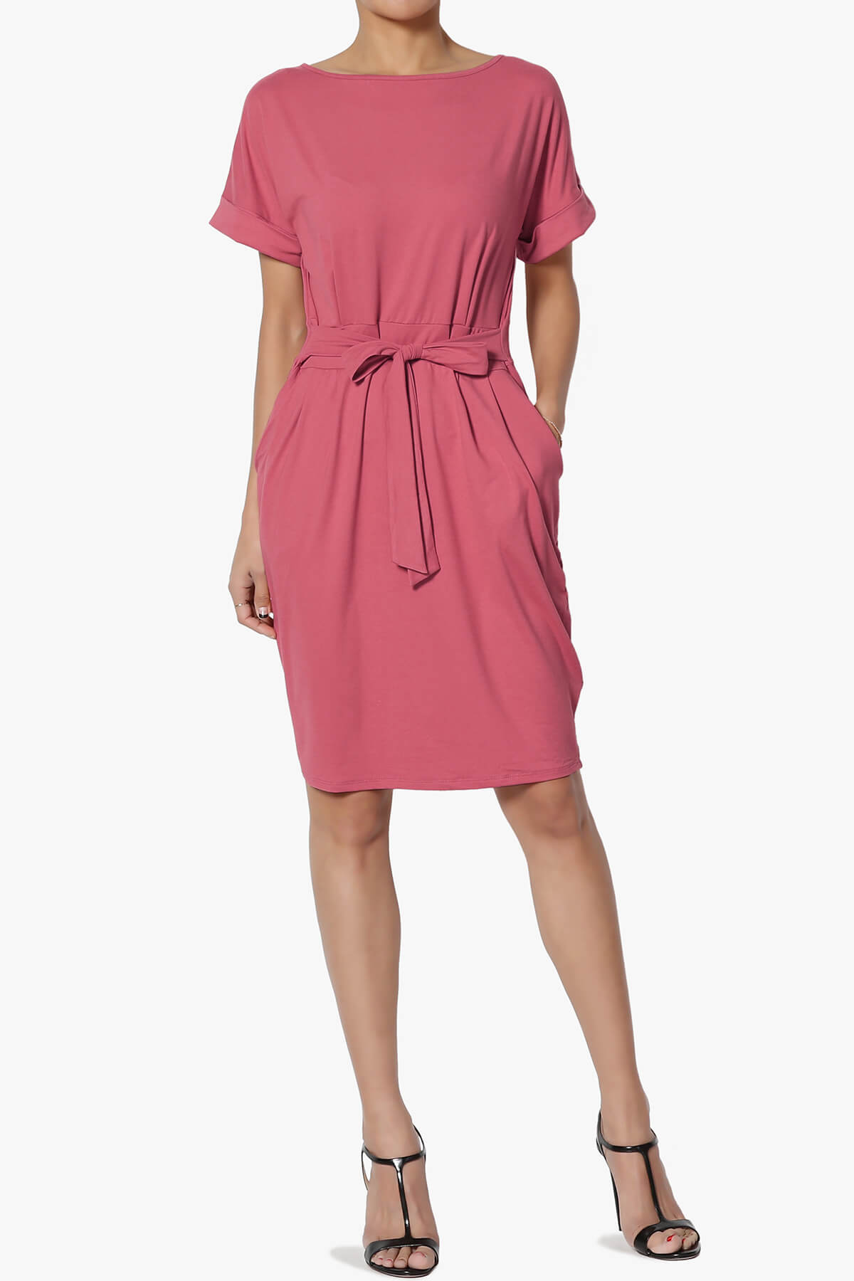 Pennie Tie Waist DTY Jersey Dress ROSE_6