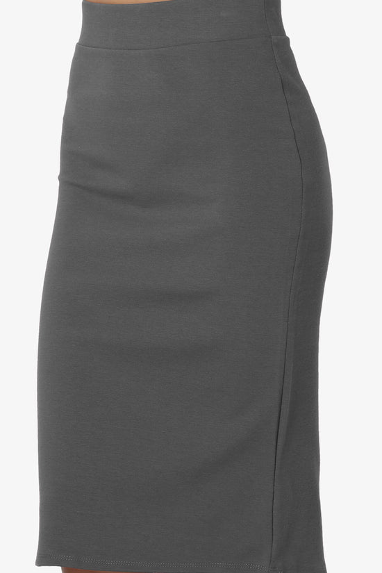 Gisele Ponte Basic Knee Pnecil Skirt ASH GREY_5