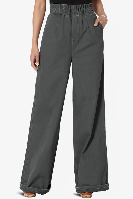 Fateful Twill High Waist Wide Leg Pants ASH GREY_1