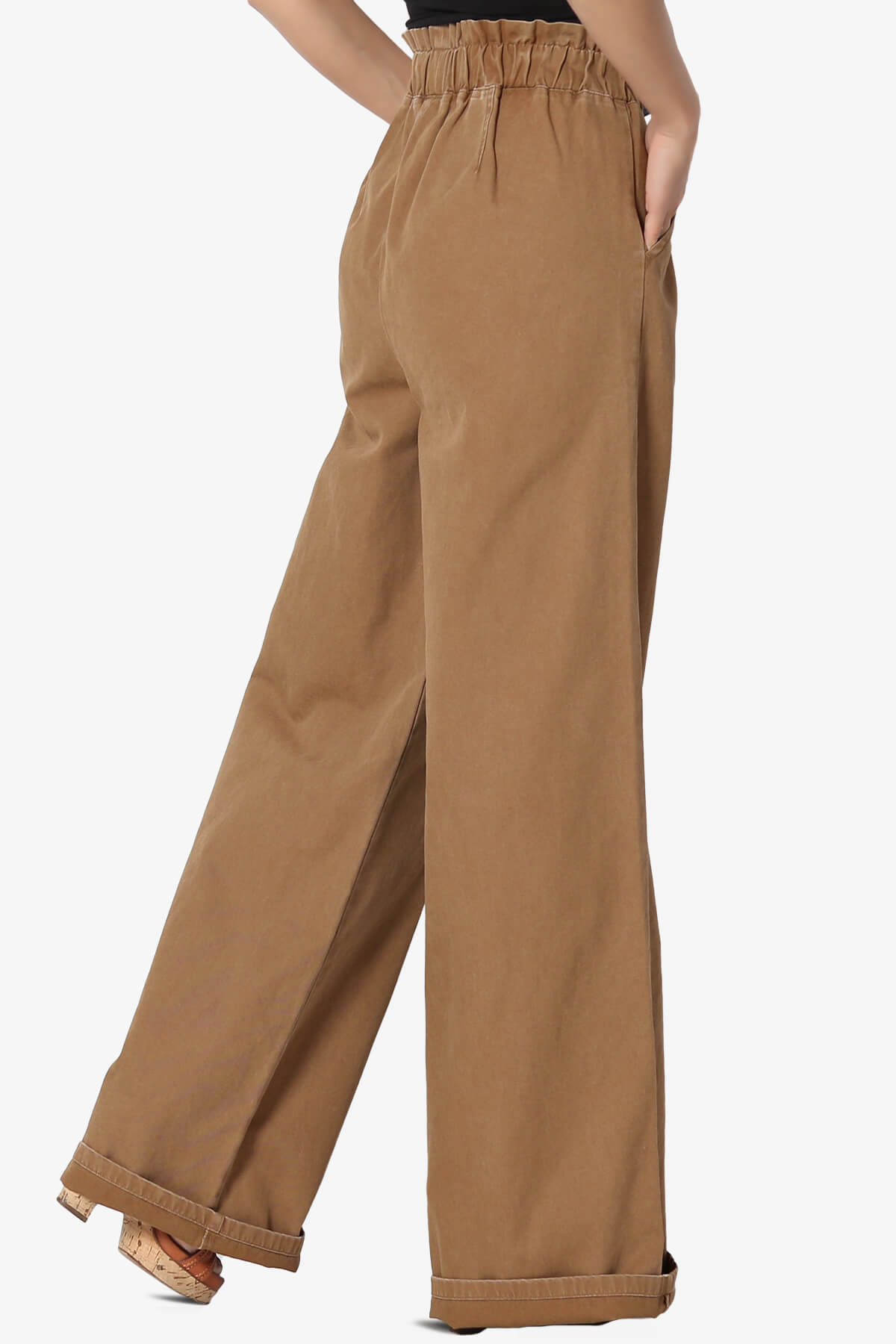 Fateful Twill High Waist Wide Leg Pants DEEP CAMEL_4