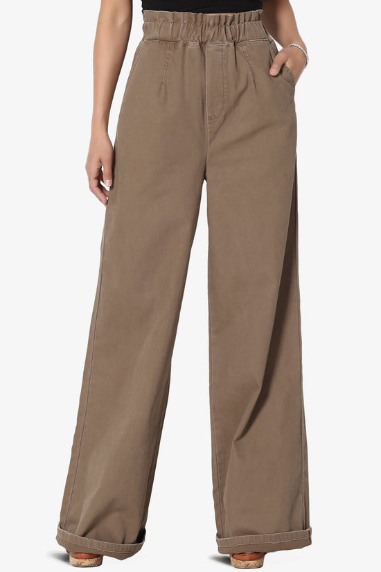 Fateful Twill High Waist Wide Leg Pants MOCHA_1
