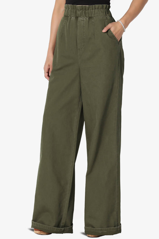 Fateful Twill High Waist Wide Leg Pants OLIVE_3