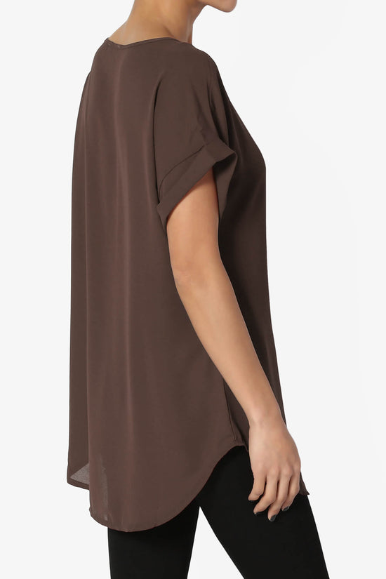 Juliette Boat Neck Chiffon Top BROWN_4